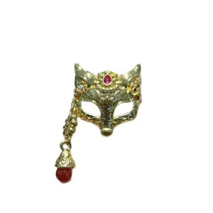 18K Gold Plated Classic Fox Mask Pendant Necklace DIY Accessories