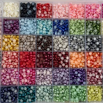 WHATSTONE Wholesale Accept Customized Packaging 113 Kinds Mix Color Size 1.5-20mm AbS Half Rounds Lvory Flatback Pearl Bead