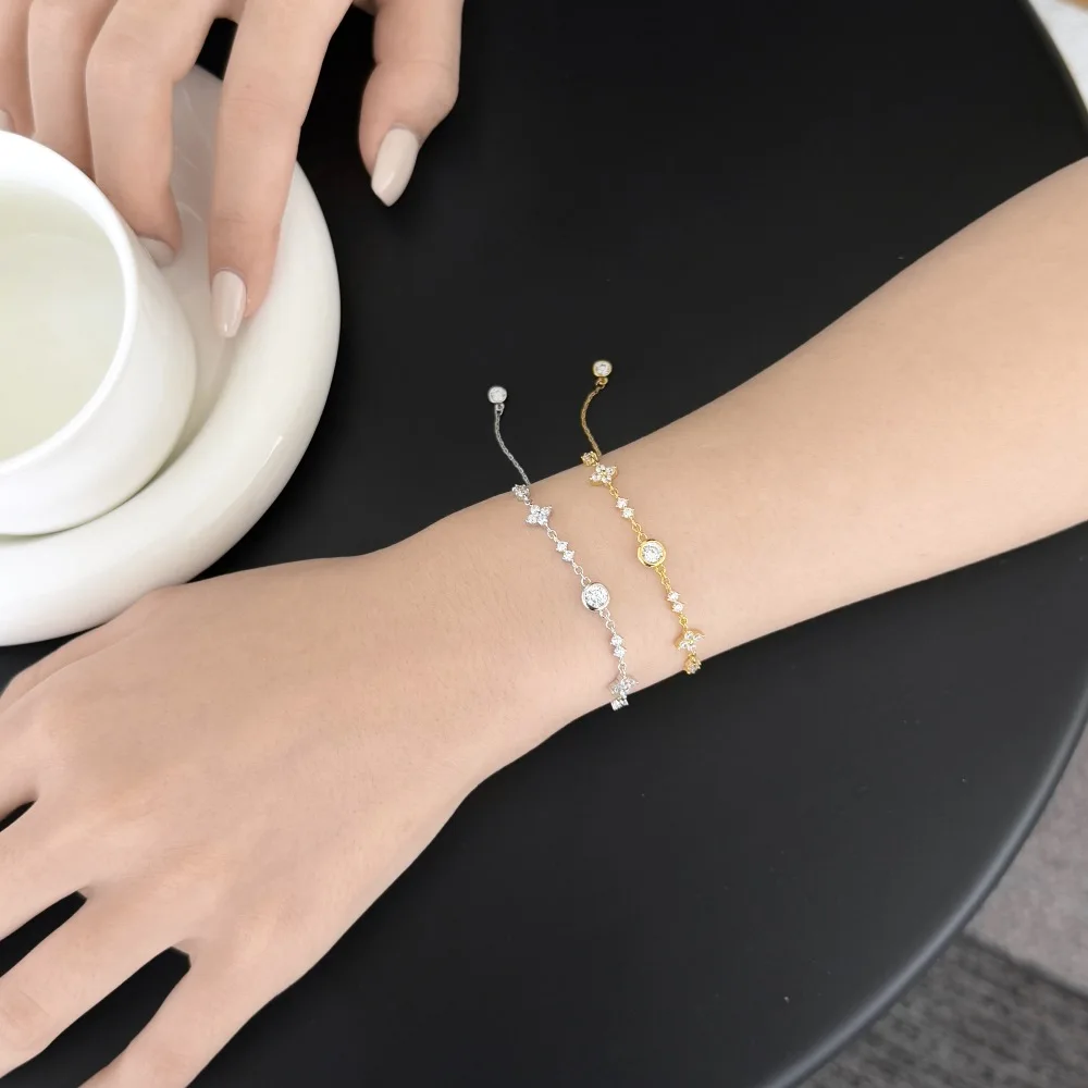 KAKODIY Fashion Design Rhodium 18K Gold Plated Sterling Silver Chain 5A Zirconia Multi Pendant Four Leaf Clover Bracelet detail 2