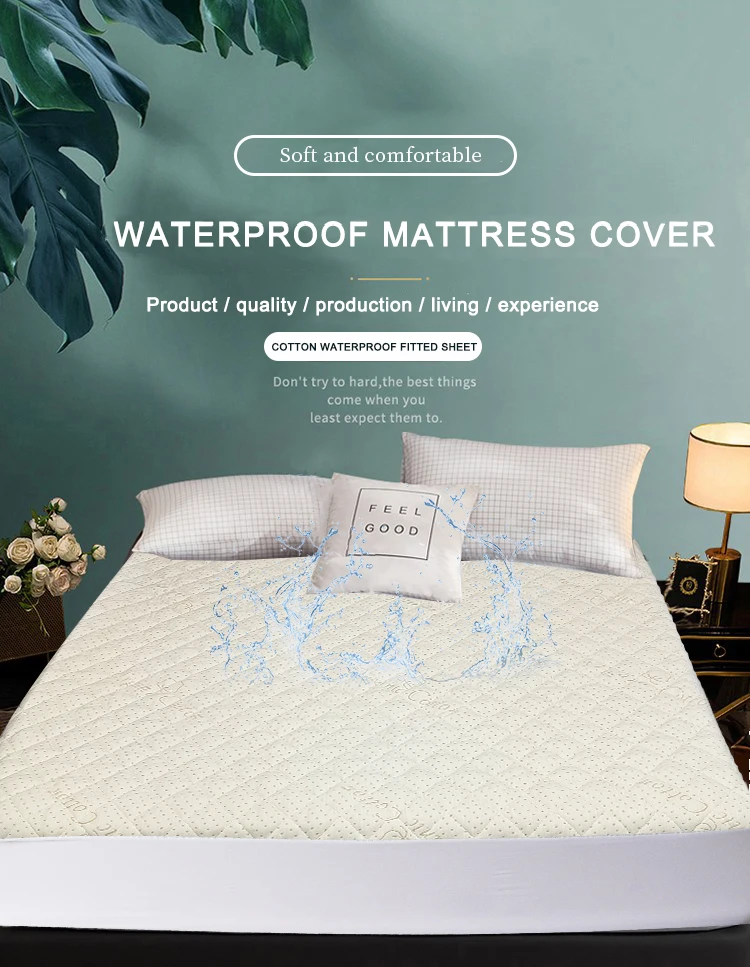 100% organic cotton Fabric <a class='inkey' style='color:blue' href='https://www.wxkxt.com/mattress-protector' target='_blank'>Mattress protector</a> Bed Bug Proof Hypoallergenic Waterproof Quilted mattress protector Knitted supplier