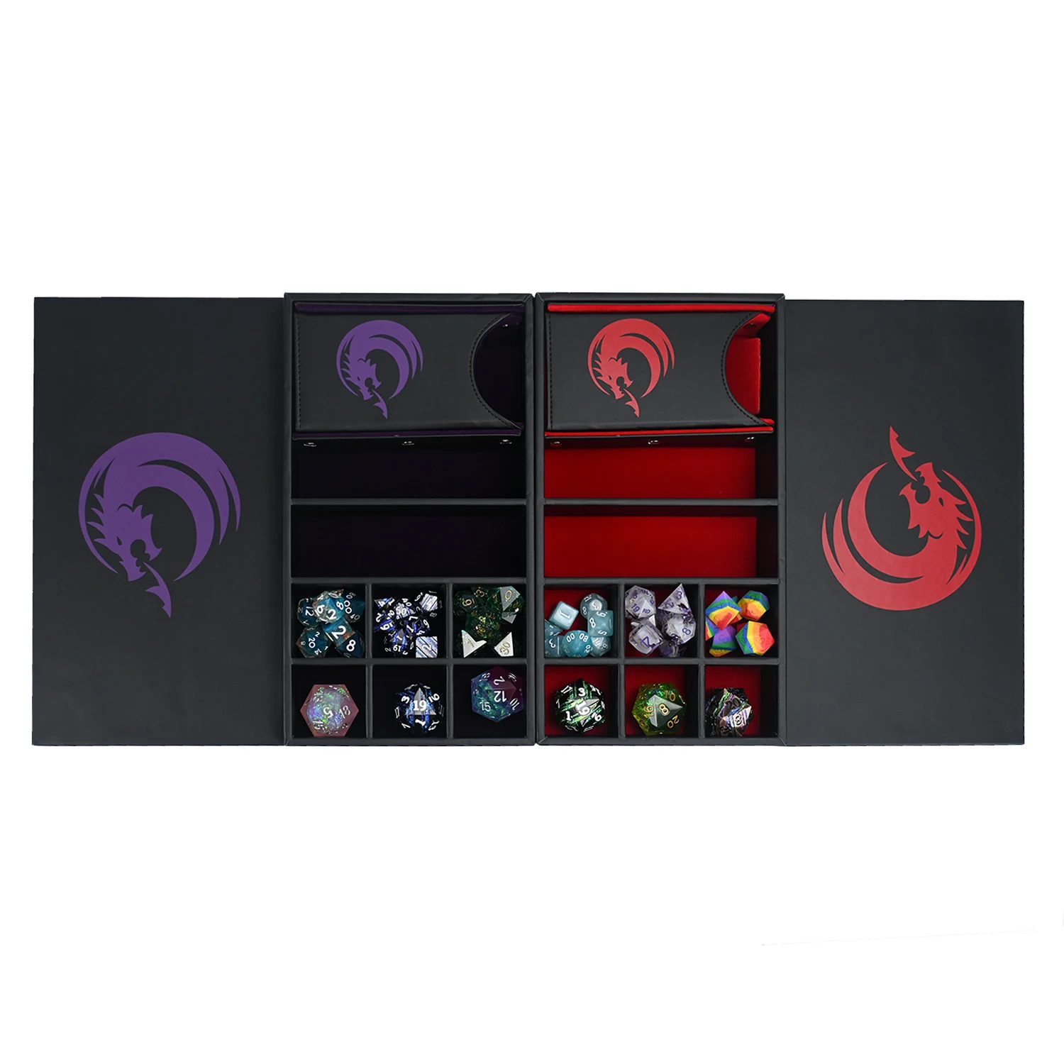 Изготовленный на заказ кожаный лоток для кубиков и съемная башня 3 в 1 хранения ролевых игр