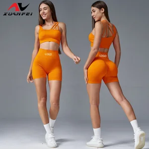 Fitness Clothing Gym 2 Piece Bra Scrunch Butt Short Pants Workout Seamless Yoga Clothes for Women