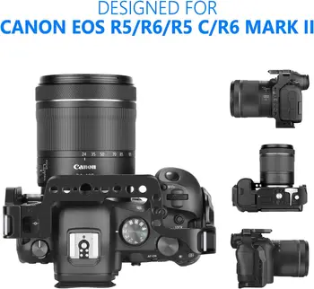NEEWER Camera Cage Compatible with Canon EOS R5 R5C R6 R6 Mark II, Aluminum Alloy DSLR Rig Stabilizer with 1/4"&3/8" Threads detail image