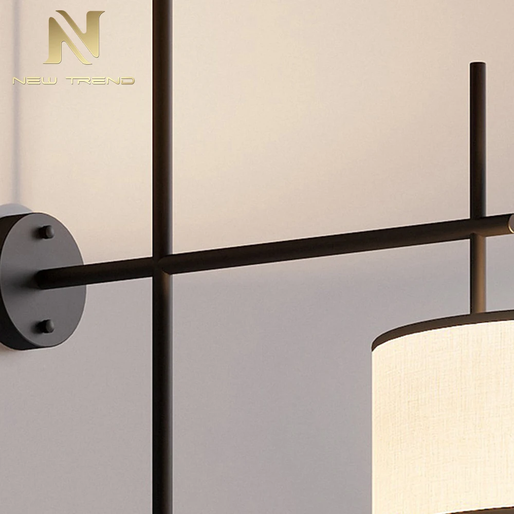 Applique murale noire linéaire moderne CPL-482 – Lampe à tube LED verticale minimaliste pour chambre d’hôtel