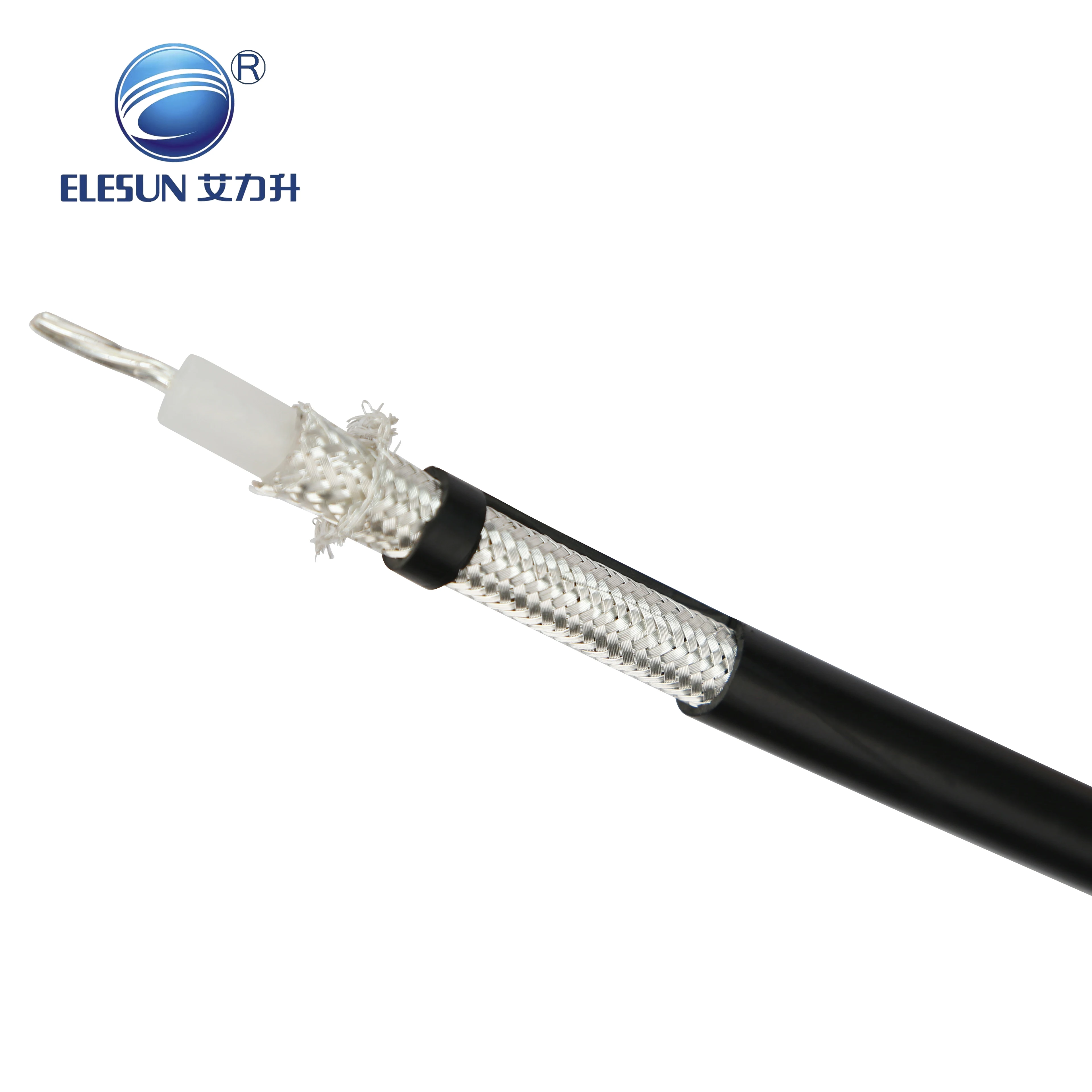 Manufacture 50ohm Silver Plated Copper Conductor double shielding COAXIAL CABLE Solid PE Insulation RG214 for antenna