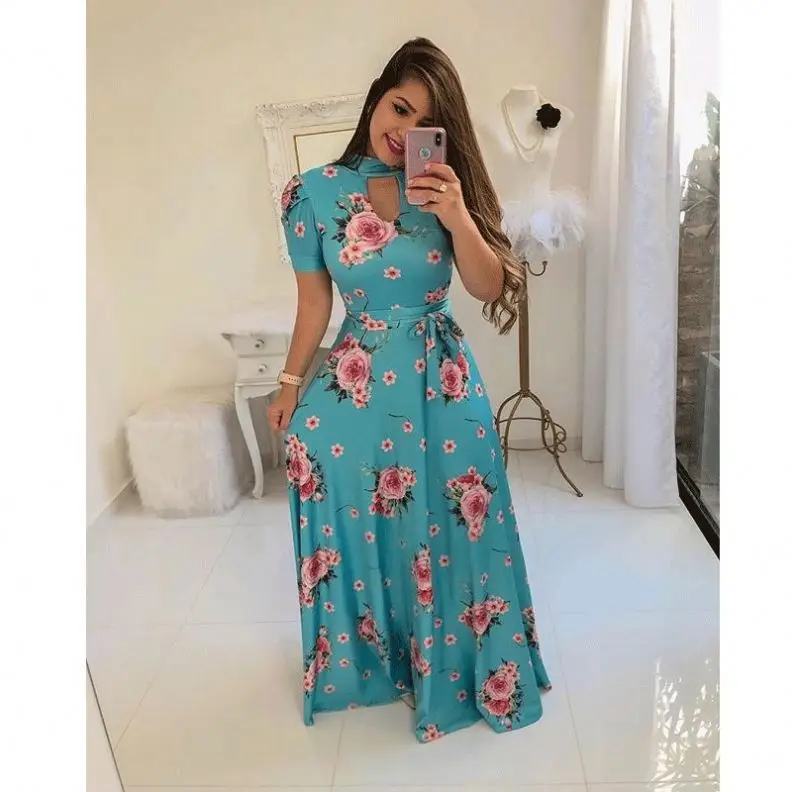 knee length dresses for ladies White Floral Maxi Dress with Criss Cross Back