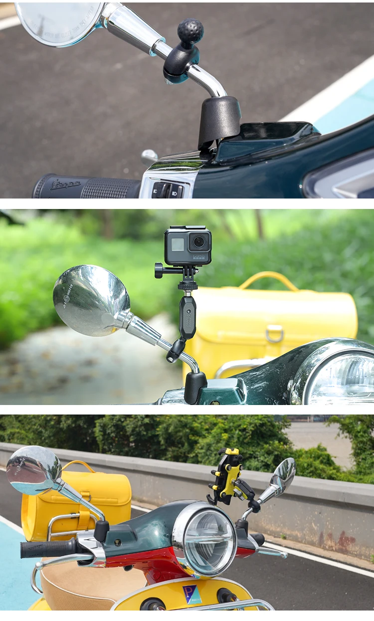 SMNU Factory Wholesale Secure Motorcycle Aluminum Alloy Motorcycle Phone Holder Thin-tube Type Ball Joint Ball Mount Base manufacture