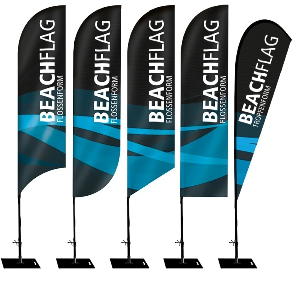 Factory Outdoor 2.8m 3.4m 4.5m 5.5m  custom Teardrop and feather Advertising Beach Flag Banner