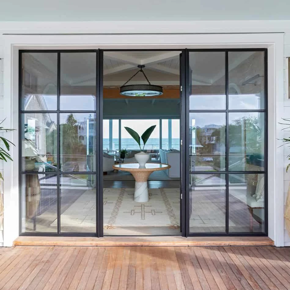 Popular Modern French Style Wrought Iron Indoor Entry Doors Galvanized  Finished Surface Glass Interior Door, image size:949x949