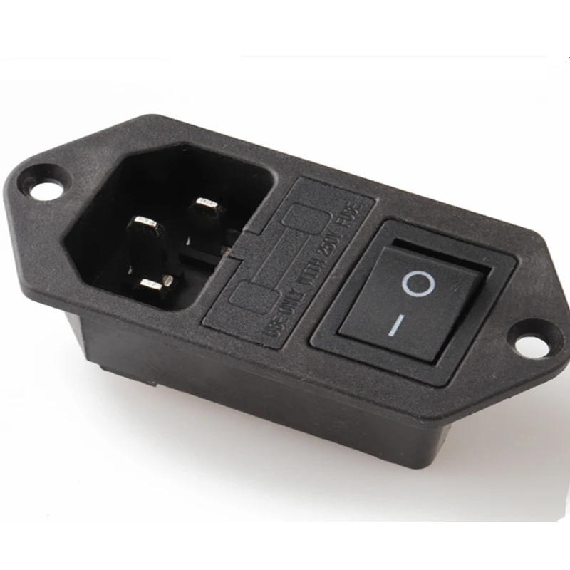 AC Power Socket With Lock Screw Female 3pin Power Socket With Fuse Black Rocker Switch