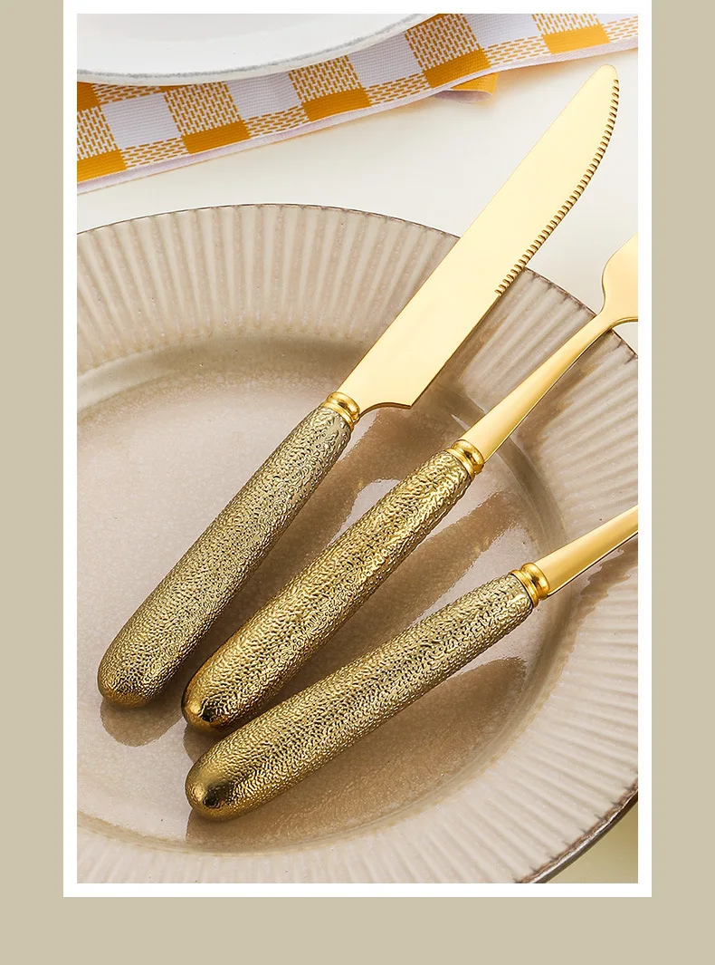 Best Selling New Ceramic Handle Stainless Steel Cutlery Set Fork Spoon Knife Gold Silverware Luxury Flatware Set