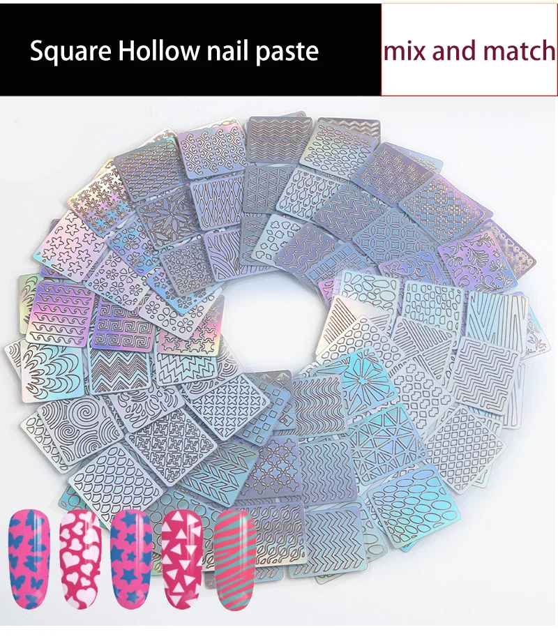 Custom French Nail Art 24 Sheets Holographic Hollow Nail Art Stickers Sticker Nails Art 3d Buy