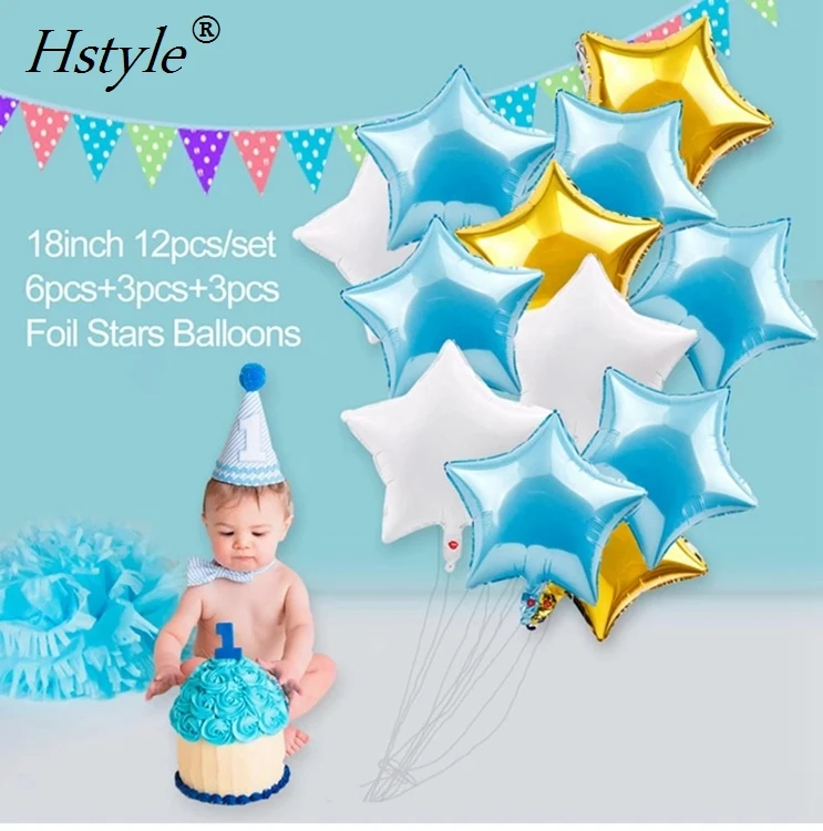 Голубые украшения на 1-й день рождения, голубые шары на один год, это мальчик, ребенок, королевский синий душ, сувениры и подарки SET368