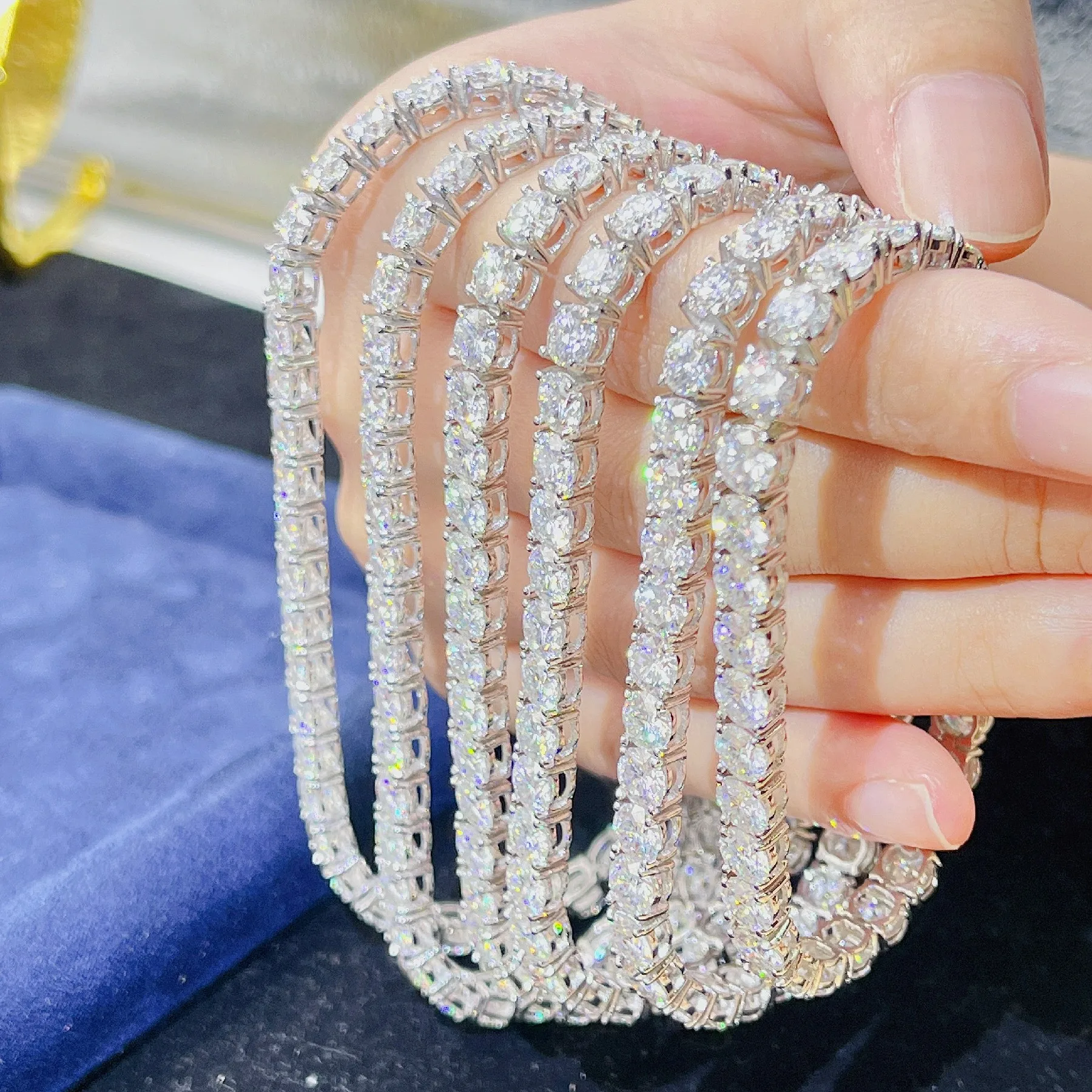 4.3グラム 10K VVS 2連テニスブレスレットMOISSANITE 4.3グラム 10K VVS 2連テニスブレスレットMOISSANITE