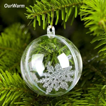 Ourwarm New Transparent 5 Pcs Acrylic Christmas Tree Ornaments Plastic Ball Decoration
