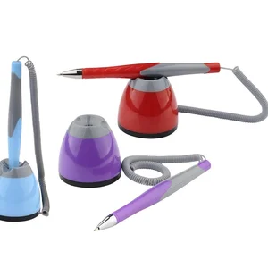 Promotional Table Counter Pen Sticking Twist Ball Pen Uni-ball Desk Pen for Bank Post Office