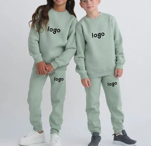Custom Logo Kids Tracksuits 3-14 Years 350Gms Fleece Plain Kids Jogger Sets Bulk Wholesale Kids Clothing Children Clothes