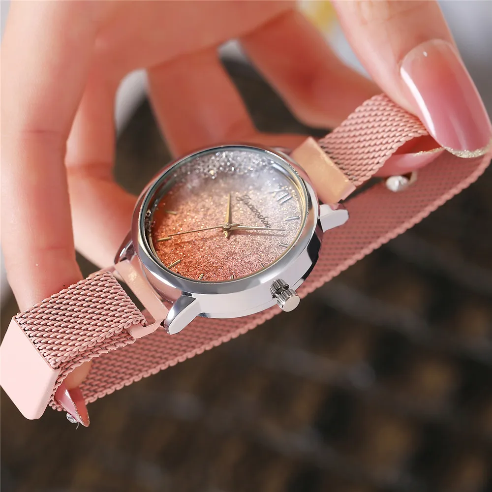 Cuarzo Reloj Reloj Cielo Estrellado Magnetico Reloj De Pulsera De