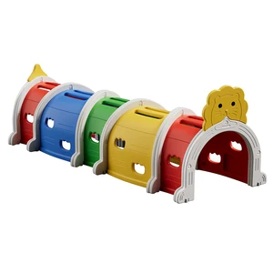 Customized Color 5 Sections Animal Drilling Tunnels Plastic Crawling Tunnel Indoor Outdoor Playhouse