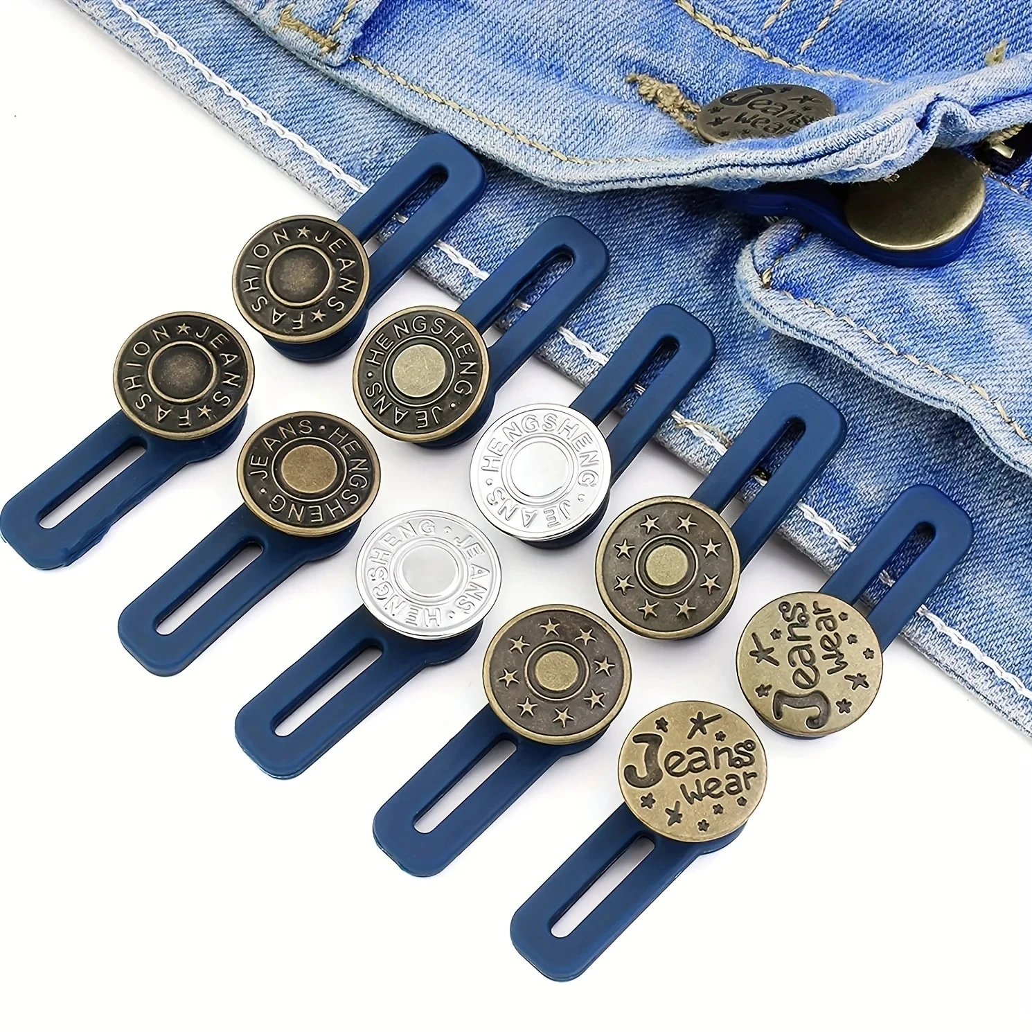 Free Sewing Buttons Adjustable Disassembly Retractable Jeans Waist Button Metal Extended Buckles Pant Waistband Expander