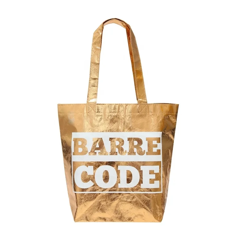 Customized Good Quality OEM Quality Big Space Fashion Gold Non-woven Laminated Shopping Bag