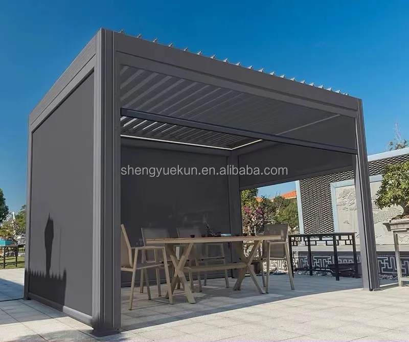 Garden Building Aluminum Pergola Roof Louver Garden Pavilion Gazebo ...