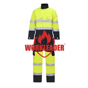 Hi Vis PPE Reflective Flame Retardant Oeko-Tex Certified Unisex Multi-Pocket Welding Factory Safety Coveralls Workwear