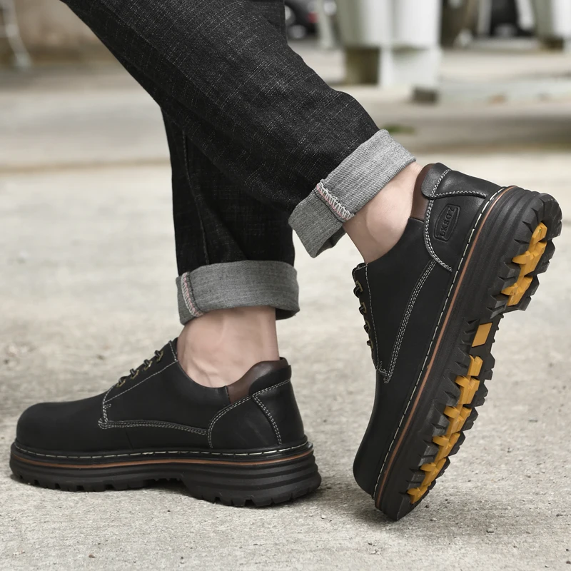 Accept OEM In Ready Stock Handmade Pure Real Genuine Leather 4 Season Men Dress Business Working Safety Shoes