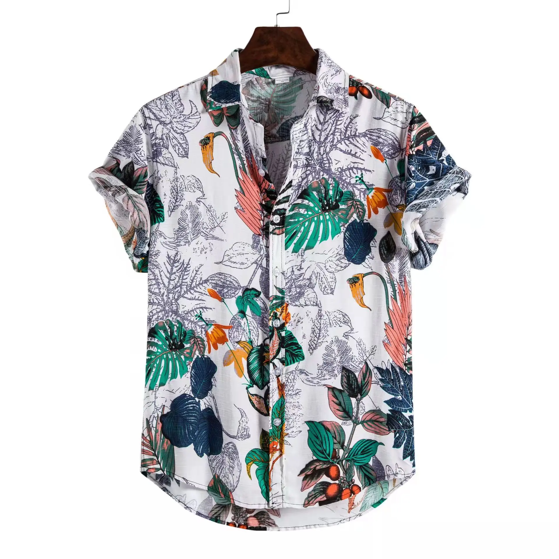 Floral Print Hawaiian Shirt for Mens,Men Short Sleeve Button Up