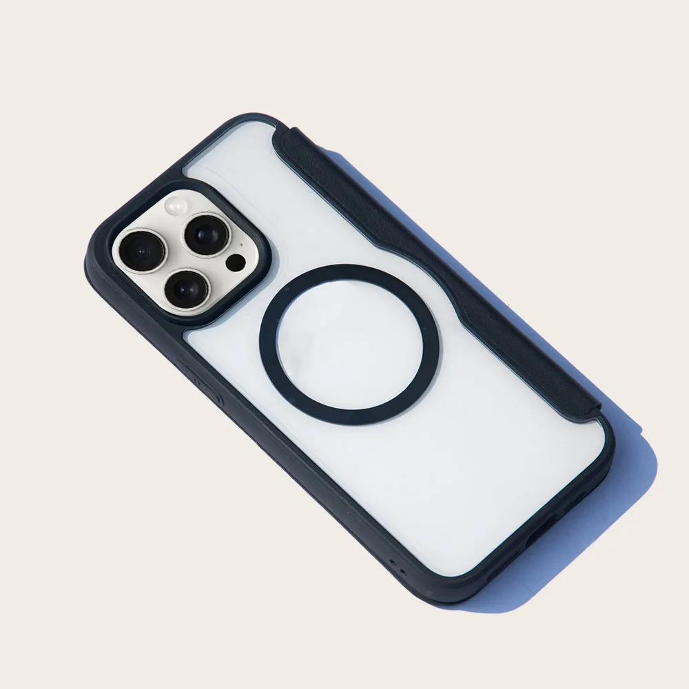 Business Smart Luxury Ins Style TPU Leather Phone Case Magnetic Logo Customizable Wallet Flip Cover Wireless Charging Model Pro