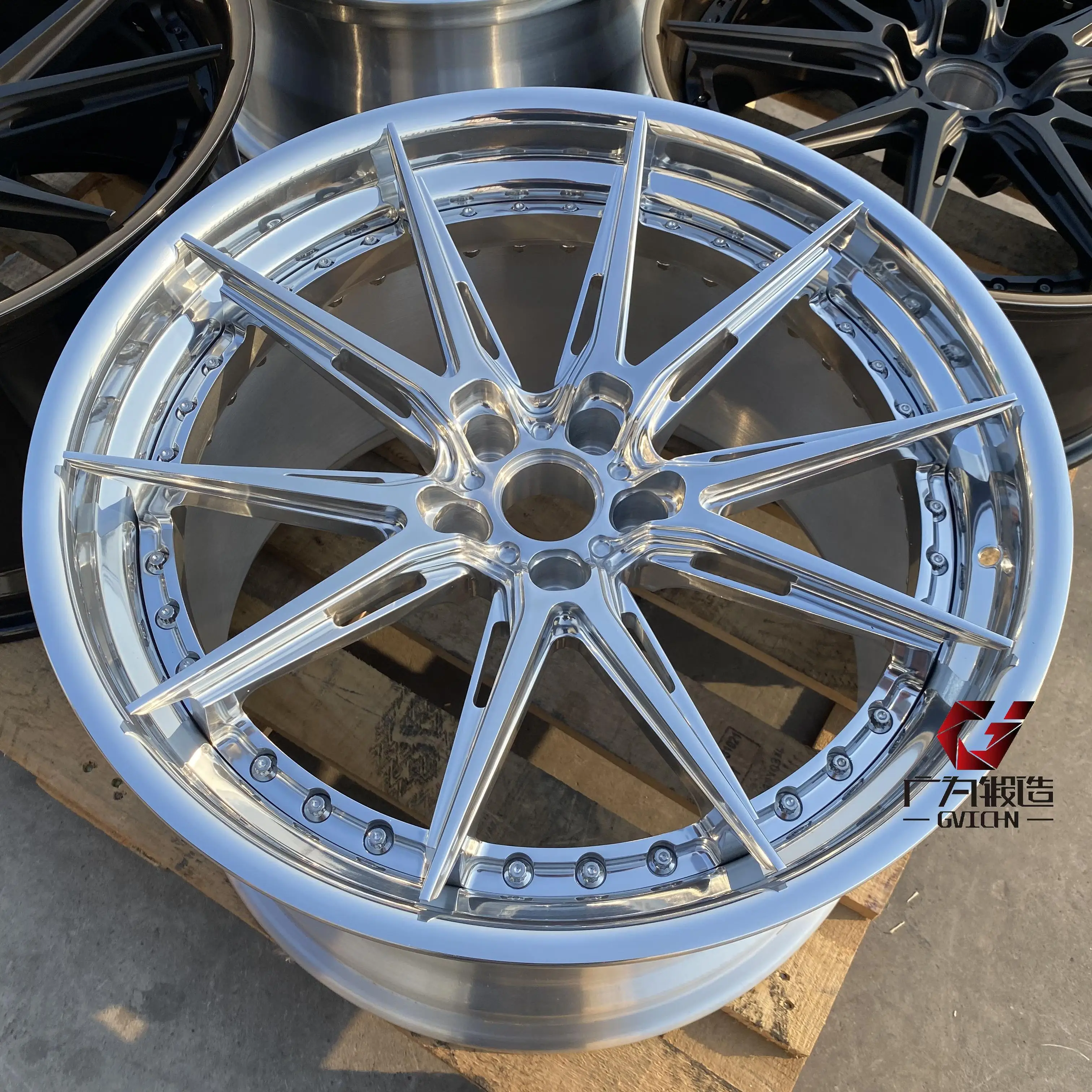 GVICHN Custom 18 19 20 21 22inch Rim 5x112 5x114.3 5x120 6061 T6 Aluminum Alloy Two Piece Forged Racing Passenger Car Wheels