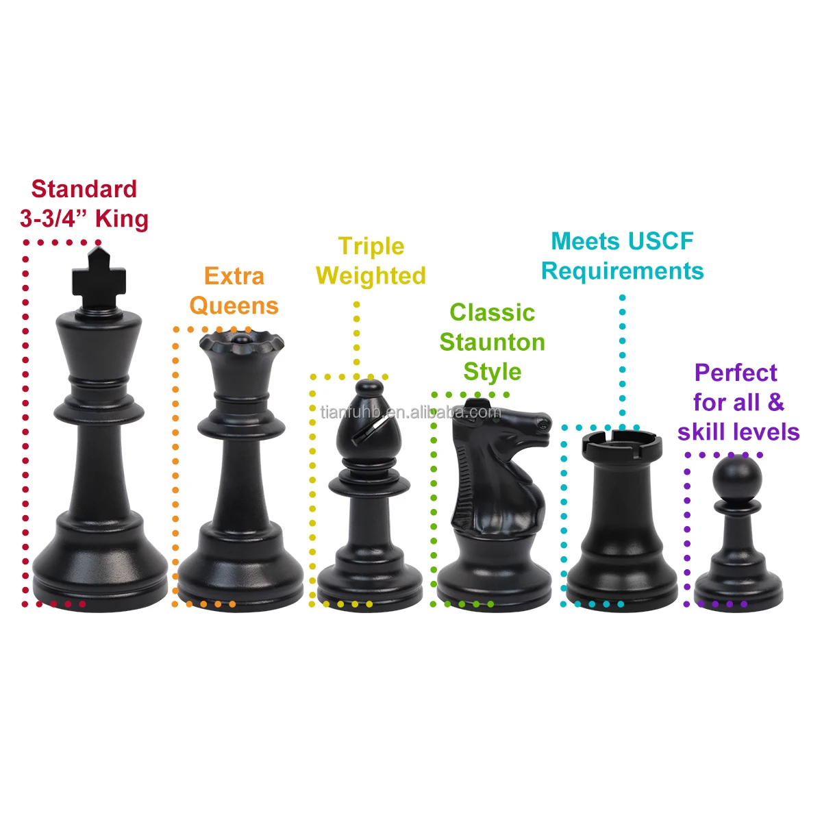 Tournament Heavy Chess Pieces With King Tall 3.75 Inch Wg-qz02 Weighted 