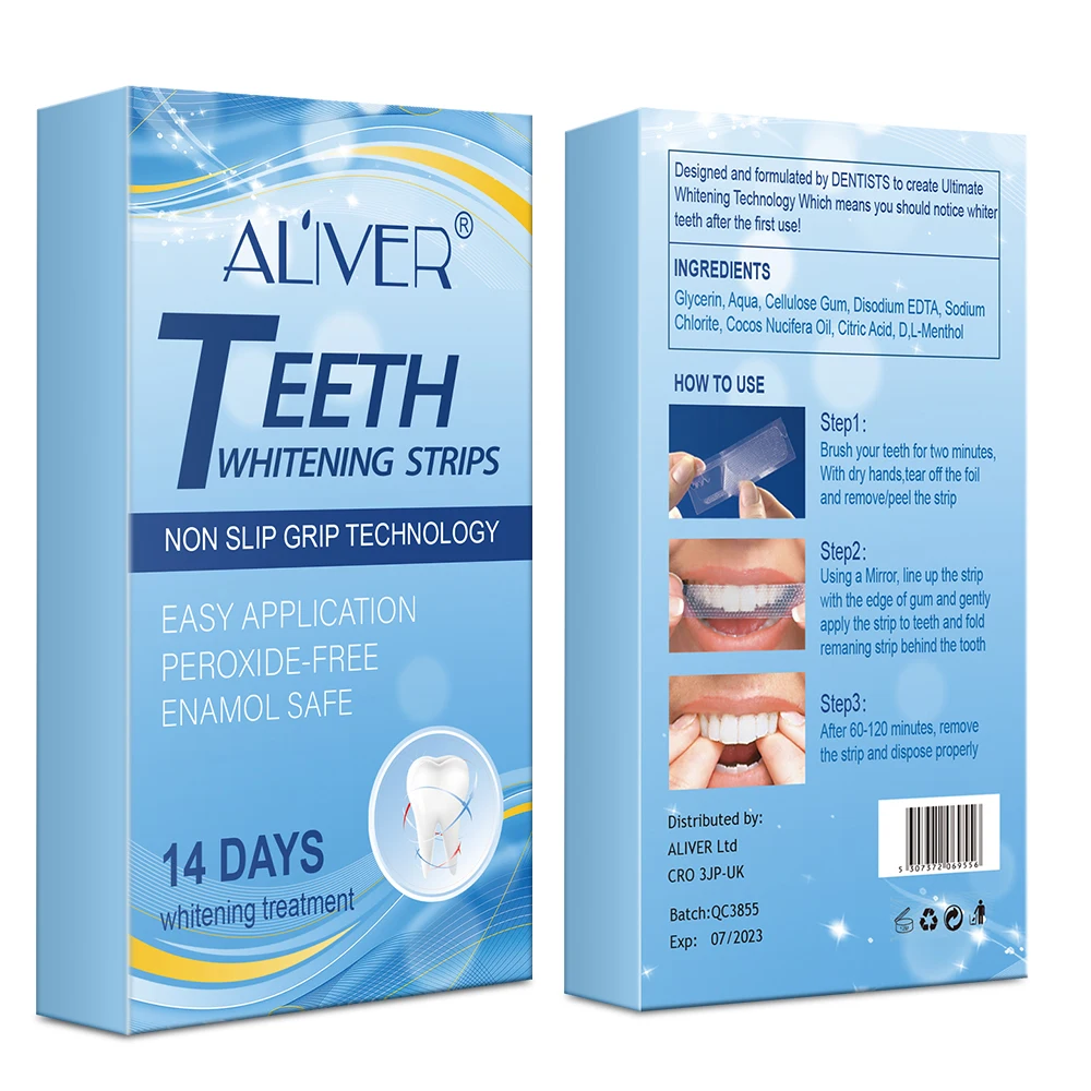 Aliver 14 Days Elastic Advanced Cleaning Teeth Whitening Strips Buy