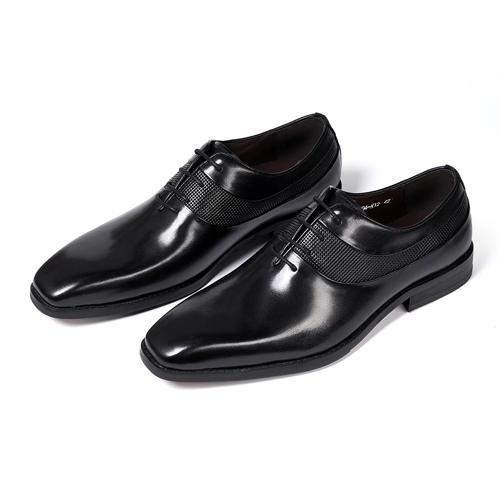 Luxury Genuine Leather Men's Black Oxford Dress Shoes For Office
