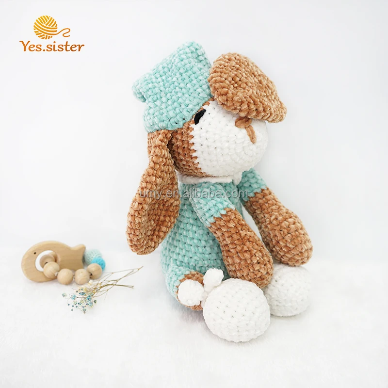 Custom Kids Handmade Stuffed Animals Plush Soft Toy Chenille Crochet Dog Amigurumi
