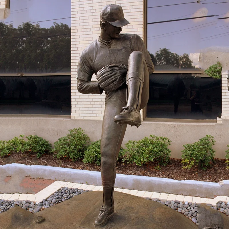 Life Size Modern Design Outdoor Landscape Baseball Player Garden Statue