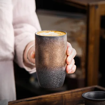Japanese Vintage Ceramic Beer Water Milk Mug Porcelain Coffee Cup Pottery Kung Fu Tea Mugs Large Teaware Drinkware Coffee Cups