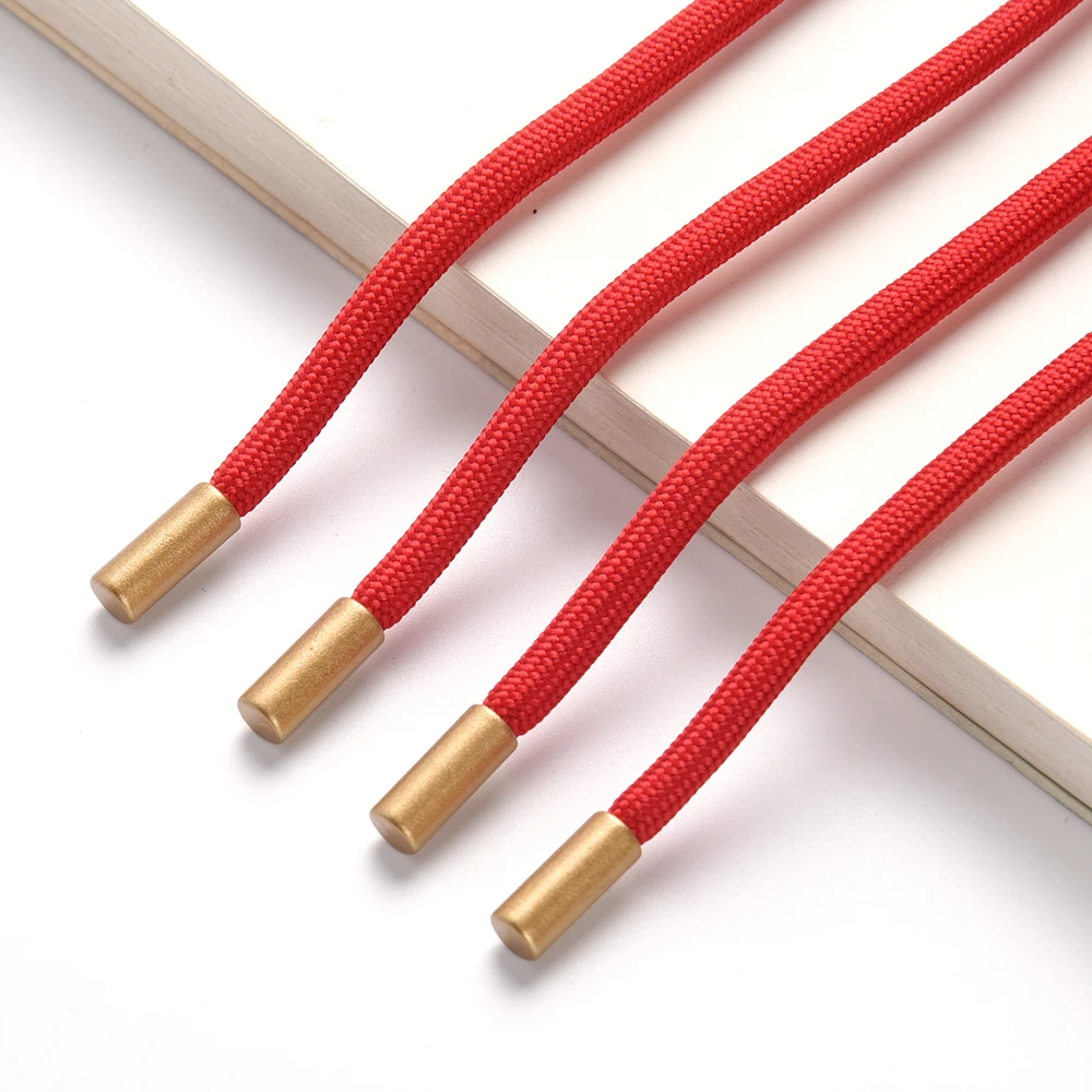 Custom Recycled Polyester Hoodie Strings 5MM Drawstring with Printed Logo Metal Tips for Garments & Shoes/Bags