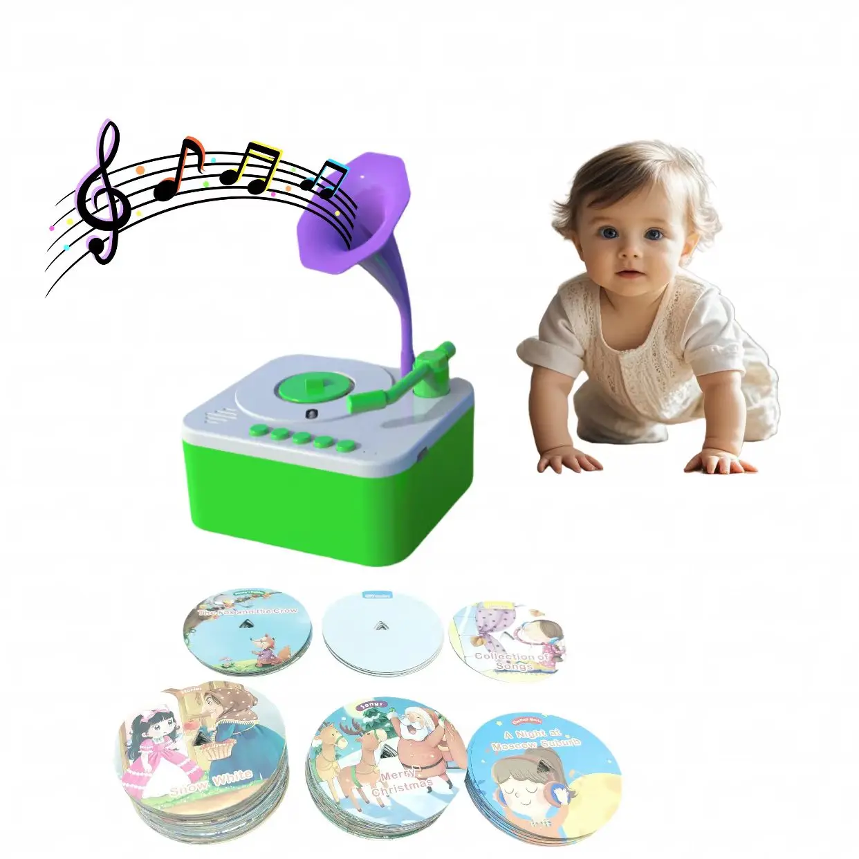 Factory Production Kids Phonograph Musical Toys Learning Stories Songs  Audiobooks Player Durable Paper Battery Gift for Children