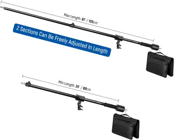 NEEWER 35" to 61" (89 to 155cm) Tripod Boom Arm with 1.5kg Counterweight and Sandbag detail image