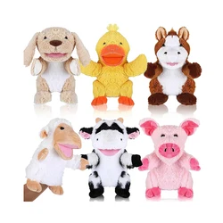 Proumhang Marionnettes à Main pour Enfants,Marionnettes Douces en Peluche d'animaux de zoo pour Enfants,Garçons et Filles,Grandes Bouches Mobiles Loup 25cm