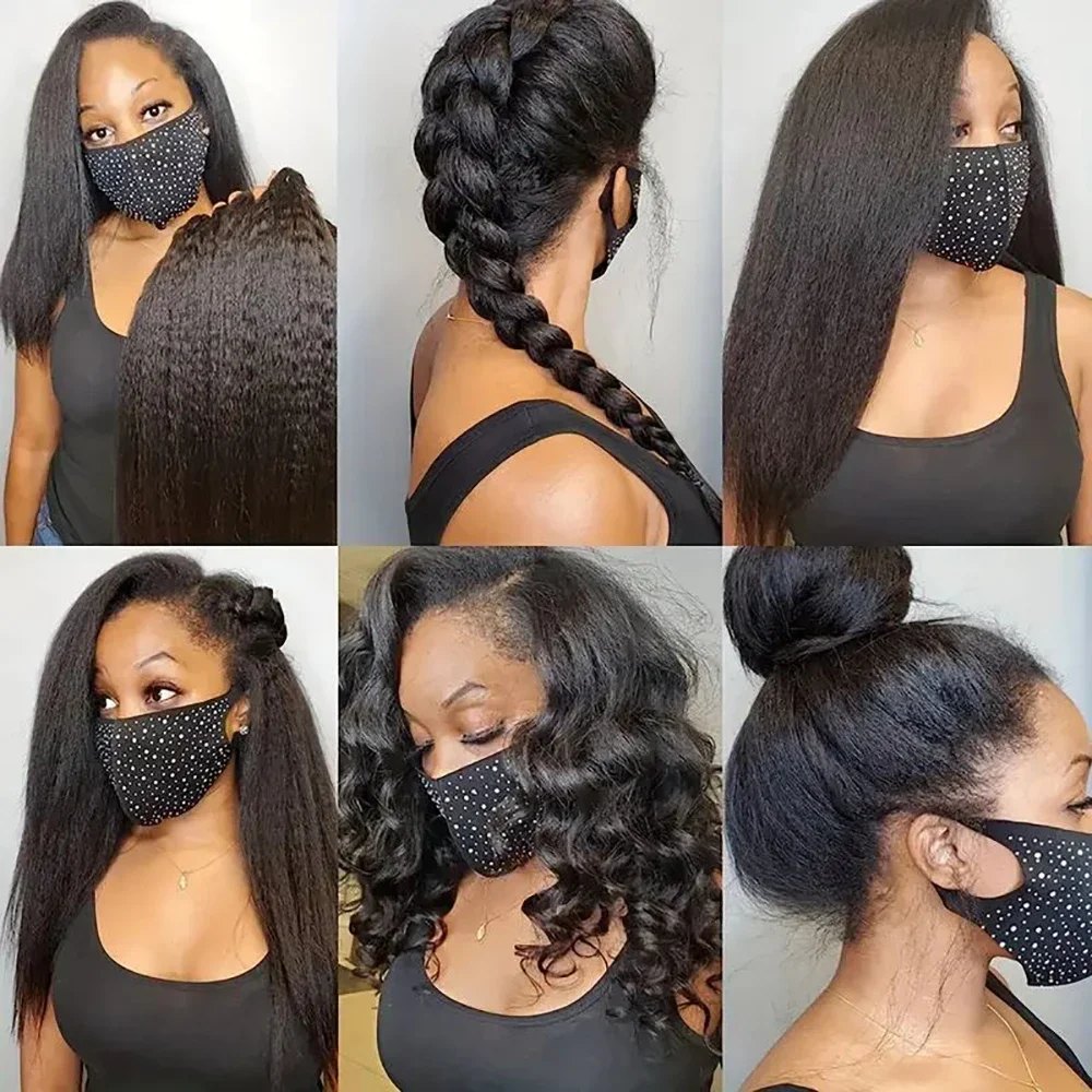 360 Full Lace Frontal Echthaar Perücke Kinky Straight Natürlicher Look_voghion.com