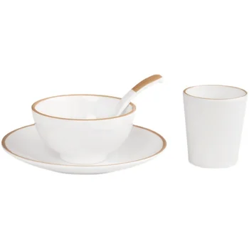Restaurant Tableware Serving Set Unbreakable White Rim melamine rice bowl set