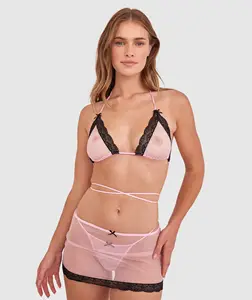 Hot Top Wholesale Sexy Underwear with Contrast Lace Trim Trendy Mini Skirt Women Lingerie for Lady Sexy Panties Sexy Underwear