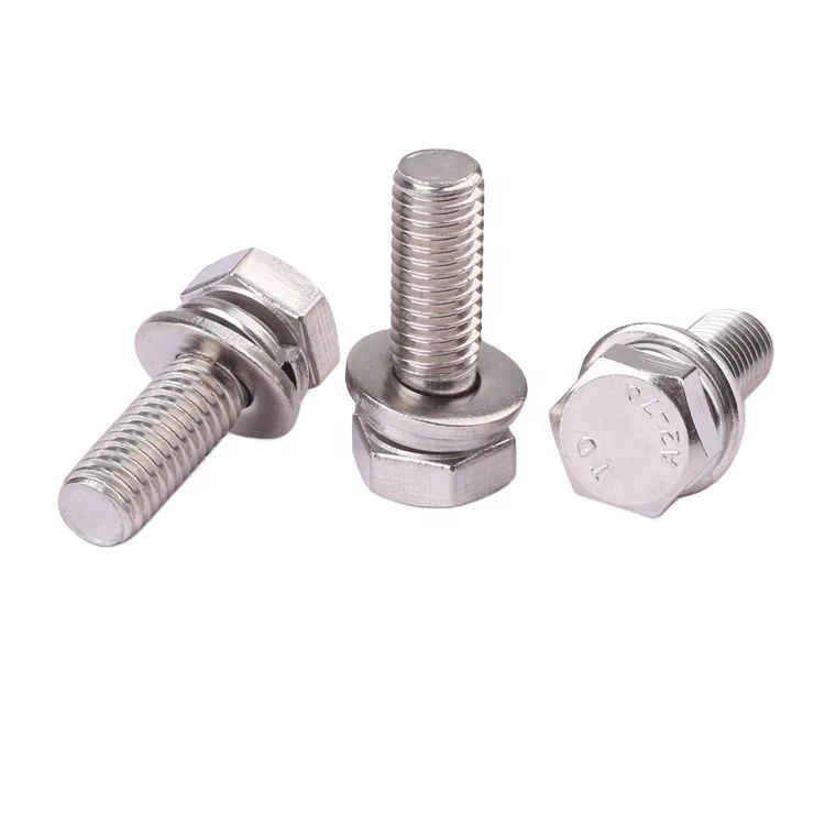 Factory custom M3-M8 stainless steel GB9074.17 outer hex head sems screws