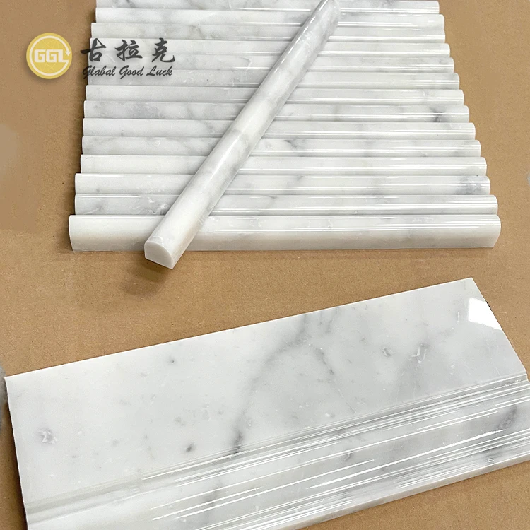 Nature Carrara Marble Stone For Pencil Liner and Baseboard Molding in Polished Surface supplier