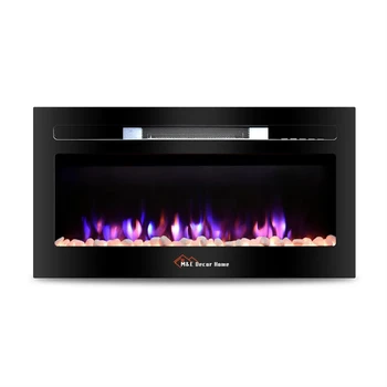 31 Inch CE and GCC Certificated  Wall-mounted and Wall-Recessed Electric Fireplace Decorative with Wood Logset and Crystal
