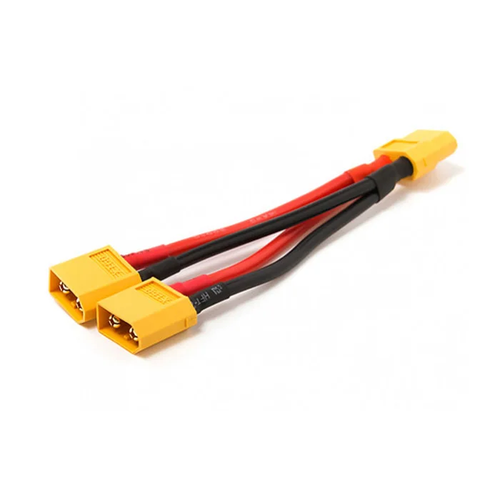 OliYin - 2 Câbles Adaptateurs XT60 Parallèle 2 Mâles Vers 1 Femelle - 14 AWG - 10 Cm - Pour Batterie RC LiPo