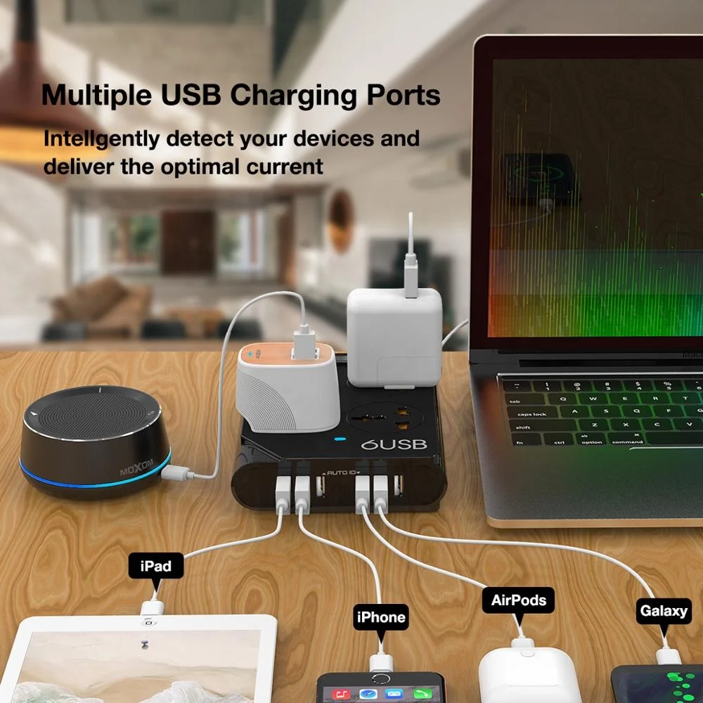 
Лидер продаж универсальный удлинитель MOXOM EU UK умный удлинитель с 6 USB 4 розетками 