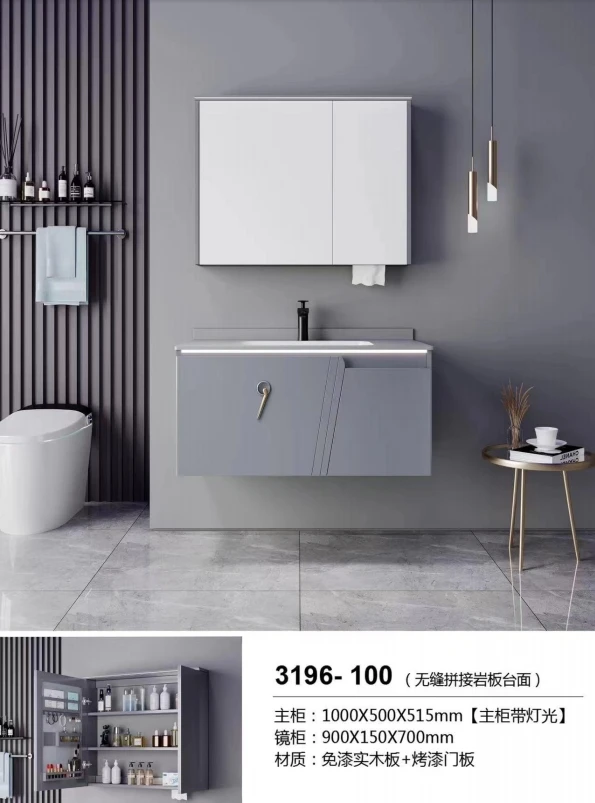 China factory customize modern bath furnature wall mounted bathroom cabinet vanity with sink factory